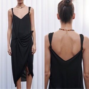 ZARA‎ Knotted Asymmetric Midi Dress